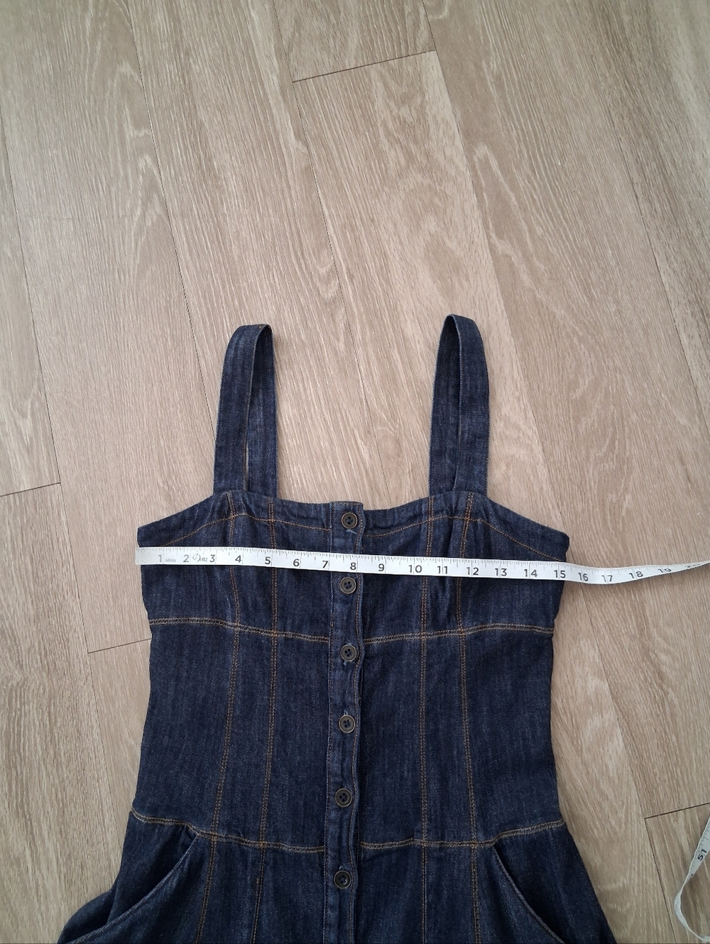 Anthropologie Square Neck Buttondown Corset Dress In Indigo - Picture 12 of 16